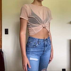 Missguided sheer pink mesh top💗